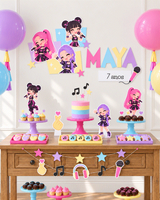 Mesa de festa digital K-pop